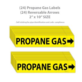 (24 Pack) Propane Gas Pipe Markers with Arrows 2 x 10 inch – Durable Gas Line Identification Stickers, Warning Labels, and PVC Pipeline Tags for Safety and Compliance