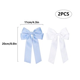 2 Pack Bow Hair Clips, Pink Hair Bows for Women Girls, Large Bow Clips Hair Barrette Hair Accessories(White, Light Blue)