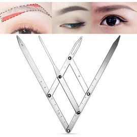 Namvo Eyebrow Tattoo Ruler Mean Caliper, Stainless Steel Foldable Eyebrow Microblading Permanent Makeup Stencil Reusable Measuring Tool