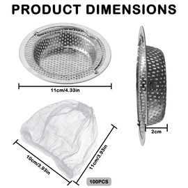 2 Pcs Sink Strainer, Kitchen Sink Strainer, Stainless Steel Sink Drain Strainer, Bath Plug Hair Catcher, Sink Strainer Plug, Suitable for Kitchen Sinks, Bathrooms, Toilet Basins