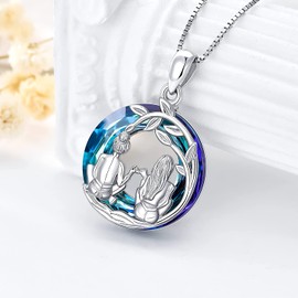 TREE NEST Collar de Árbol de la Vida y Buenas Hermanas con Colgante, Joyería de Árbol de la Vida con Cristal, Joyería para Mejores Amigas y Mujeres, Collares de Cristal Joyería para Mujeres, Regalo para El Día de la Madre, Cumpleaños y Navidad