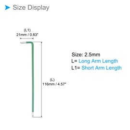 CoCud Large Handle Ball End Hex Wrench 2.5mm Metric S2 Steel Right Angle Long Arm Hex Head Spanner Green - (Application: For Home Repair and Machine Maintenance) 1 Piece