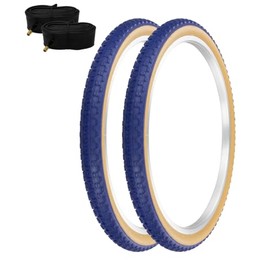 PRO+ Pair of Bicycle TIRE 24" X 1.75" Blue/Gum SIDEWALL COMP III Tread (2) Tires W/Tubes BMX Bike P-104A