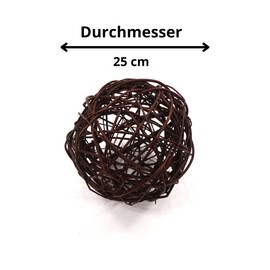 Ogrodzenia Wiklinowe Willow Ball, 25 cm, Garden Balls for Outdoor and Indoor, Decorative Ball Made of Braided Willow in 3 Sizes for Garden, Balcony and Patio