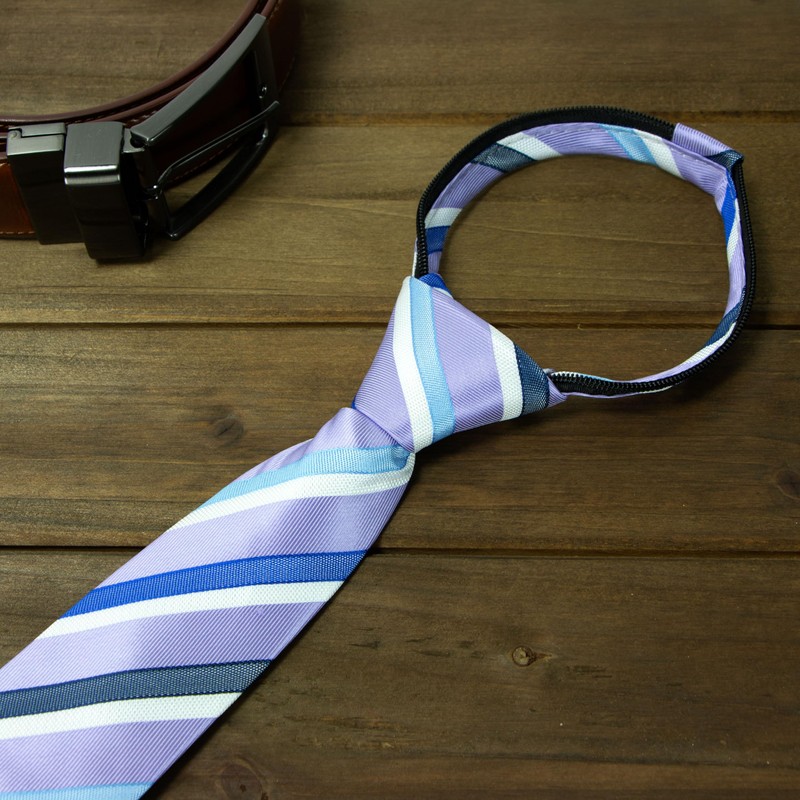 Spring Notion Boy's Striped Woven Zipper Tie Lilac X-Large
