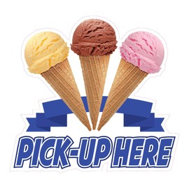 Die-Cut Sticker Multiple Sizes Pick Up Here Ice Cream Business Pick Indoor Decal Concession Sign Red 10in Longest Side