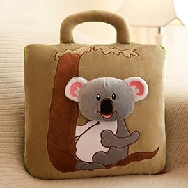 2-in-1 Travel Blanket and Pillow, Koala Travel Pillow & Blanket Hand Ultralight Portable, for Long Airline Flights Business trip and Office, Plane Car Camping (Brown)