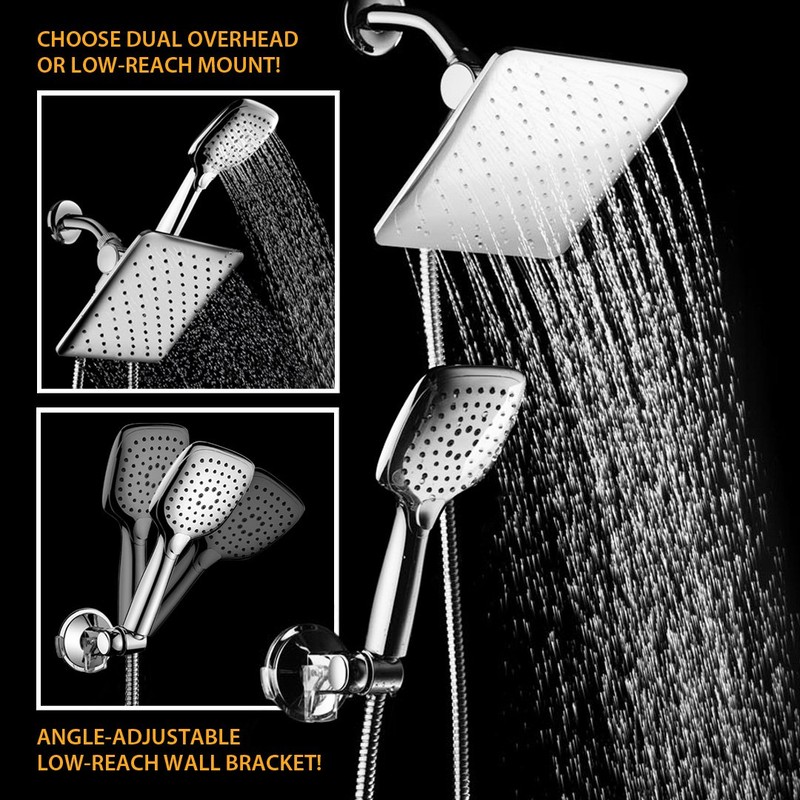 HotelSpa 10.5-in Rain Shower Head/Handheld Combo. Convenient Push-Button Flow Control