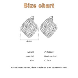 FDEETY Women's Titanium Steel Gold Plated Earrings Twisted Elegant Earrings Geometric Square Stud Earrings Fashion Jewellery Accessories for Women Girls, No Gemstone