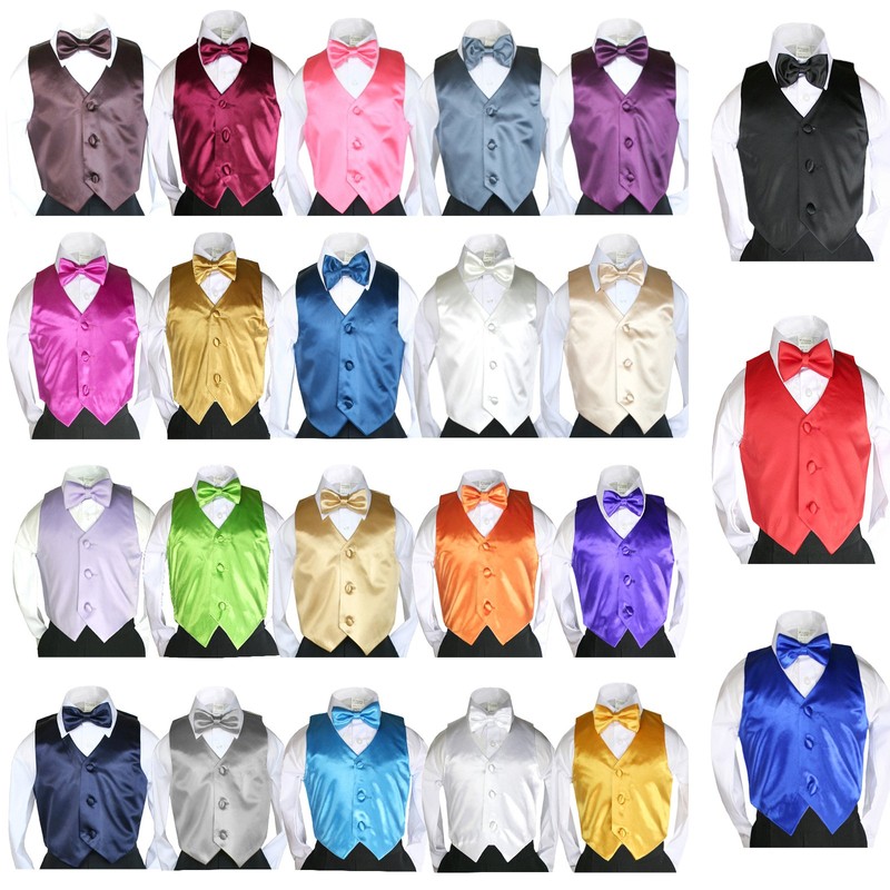 4pc Formal Baby Teens Boys Mustard Vest Bow Tie Black