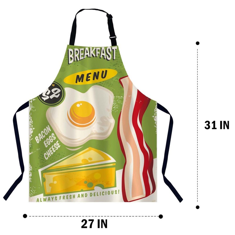 BGBDEIA Breakfast Menu Chefs Apron, Cooking and Baking Apron for