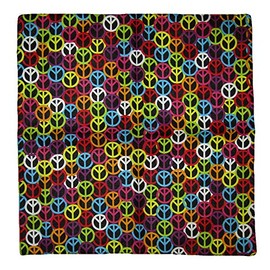 22"x22" Rainbow Multi-Color Small Peace Signs Black 100% Cotton bandana Scarf Head Wrap Neck Headband bandana