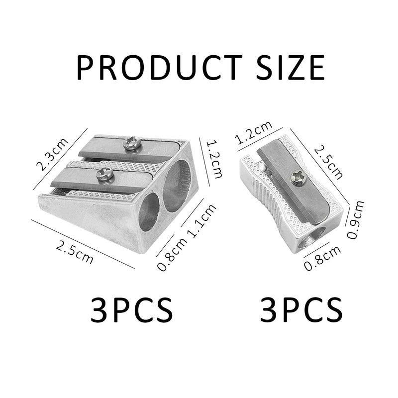 VBRHFRIF 6 Pieces Pencil Sharpener, Single and Double Hole Pencil