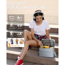 Capolo Lunch Box for Women Men Adults,Insulated Lunch Bag Leakproof Lunch Cooler Box with Removable Strap Cute Lunch Tote Bags Reusable Thermal Lunchbox for School Work Picnic(Small,Blue)