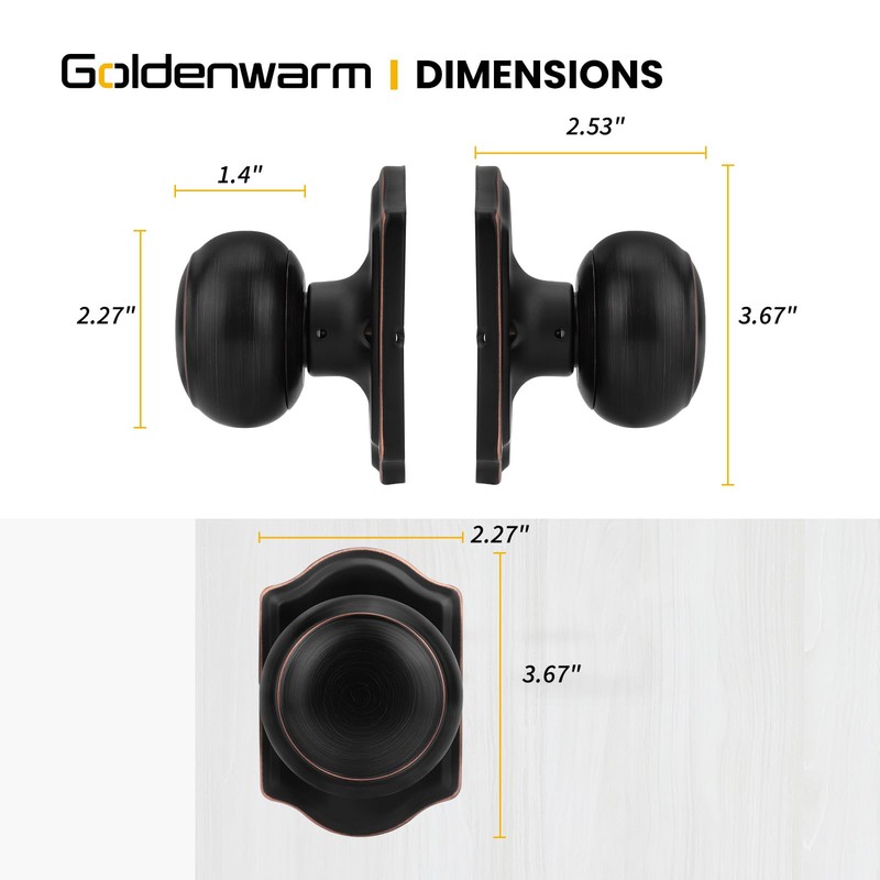 Goldenwarm Oil Rubbed Bronze Dummy Door Knobs, Single Side Bronze