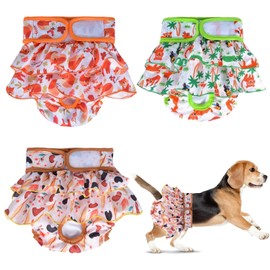 Pañales Lavables para Perros Hembra - Paquete de 3, Súper Absorbentes y Reutilizables para Calor, Período, Incontinencia - Vestido de Pañal (S)