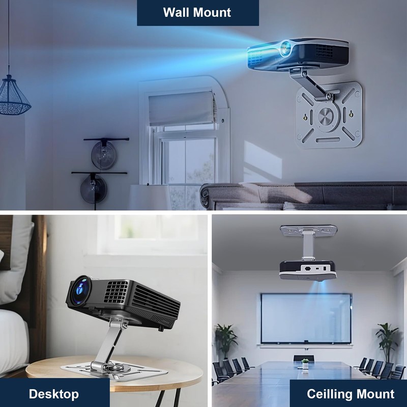 AHRLIC Desktop Projector Stand, 360° Rotation Foldable Metal Projectors Bracket,