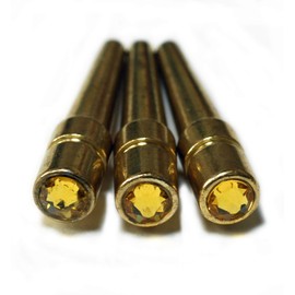 WE Games Brass Cribbage Pegs with Austrian Crystals - Set of 3 - Light Topaz Yellow