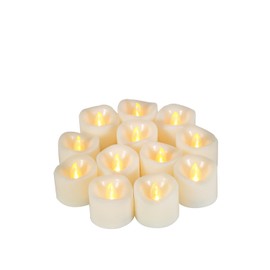 CANDLE CHOICE Battery Operated Flameless Tea Lights with Timer Realistic Flickering Electric LED Tealight Candles Set Wedding Party Christmas Decorations Table Centerpieces Batteries Included 12 Pack