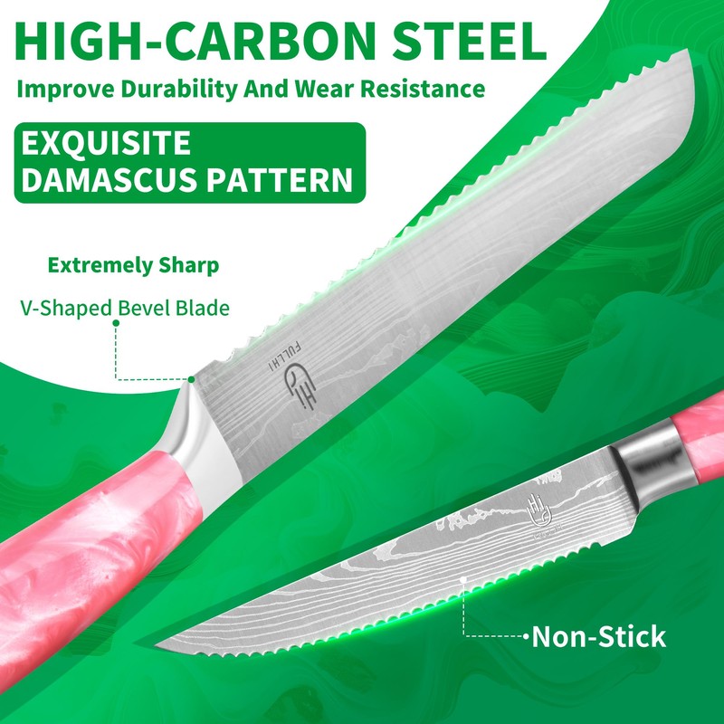 FULLHI 14pcs Block Knife Set, Chef's Knife Steak Knives Set