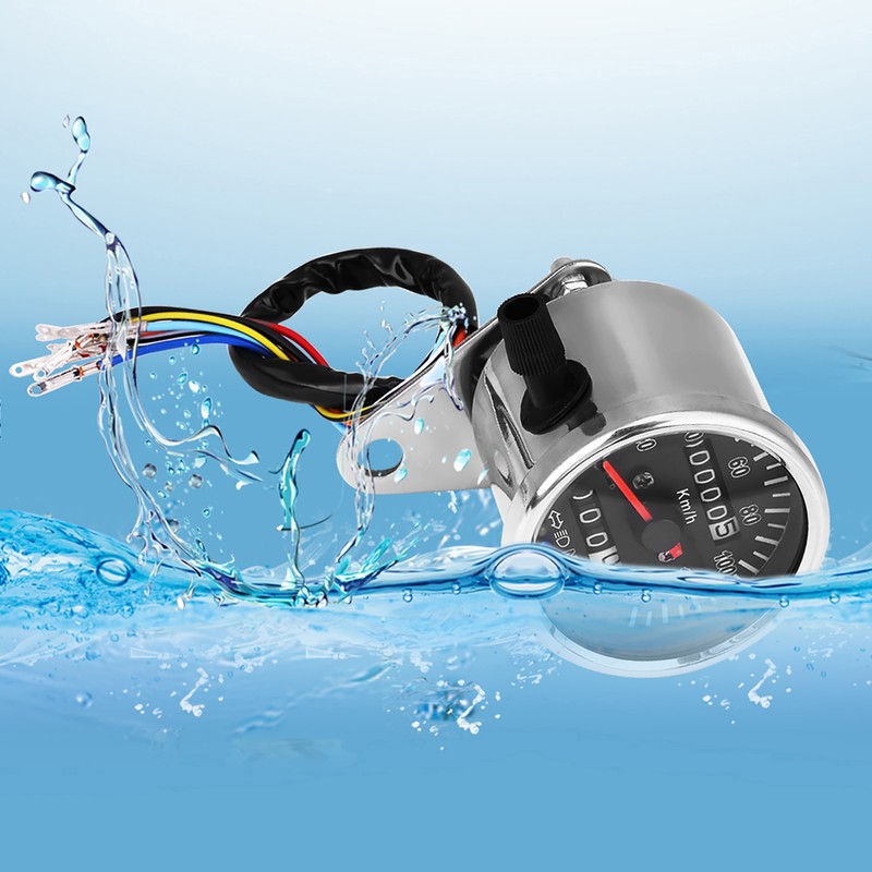 65mm Black Face LED Mechanical Motorcycle Speedometer Odometer Gauge with