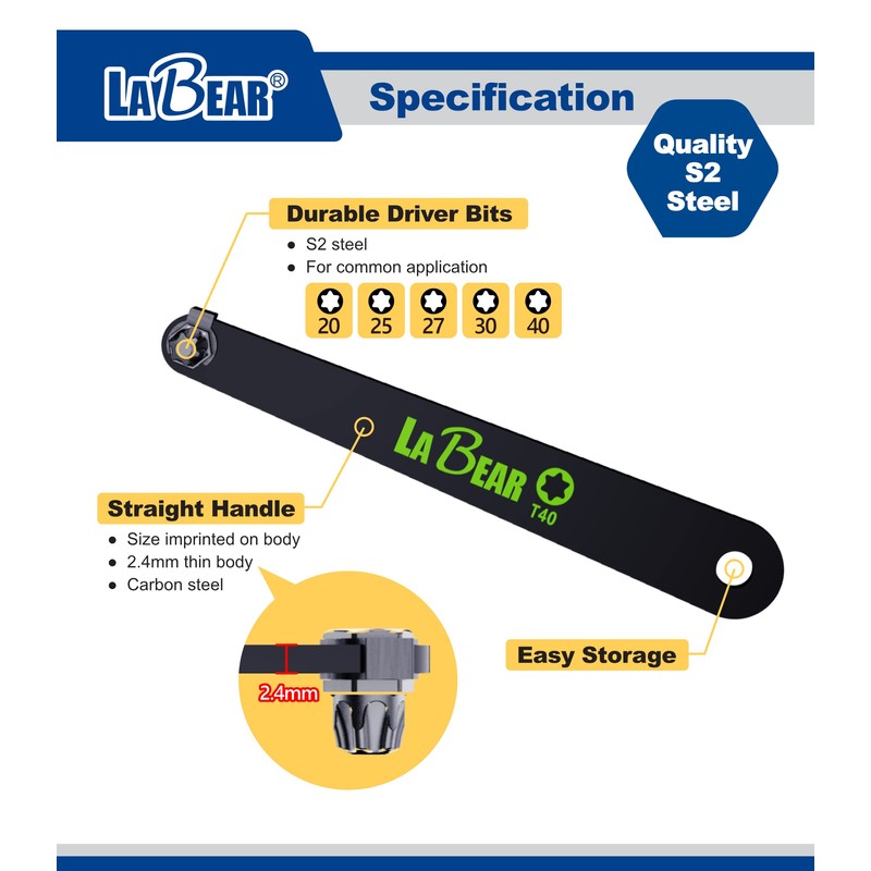 LABEAR- Low profile torx set, Low profile torx, TORX 5-Piece