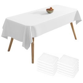 10pk Table Cloth White Paper Tablecloth Rolls Disposable Tablecloths,137 X 274cm Plastic Birthday Table Cover Disposable,Waterproof Tablecloth White Tablecloth for Parties Weddings Picnics (10)