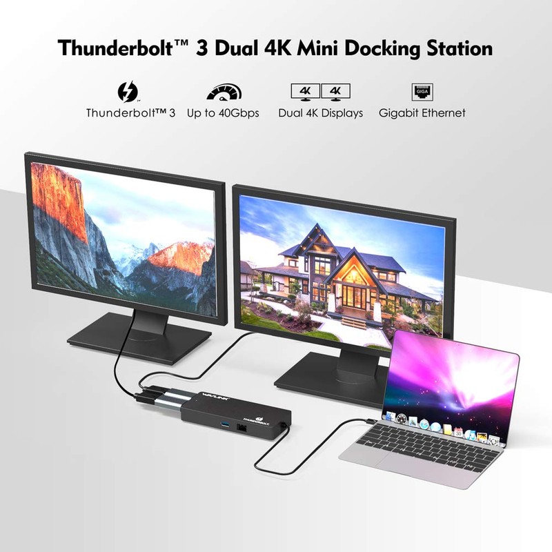 WAVLINK Thunderbolt 3 Mini Dock Docking Station / Dual 4K