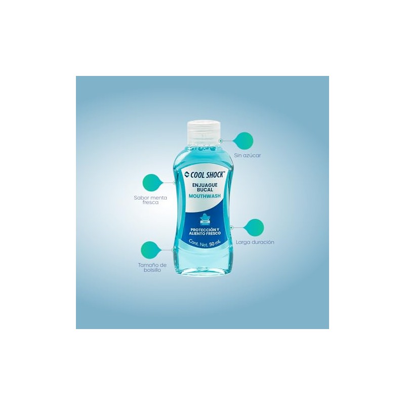 Cool Shock | Enjuague bucal 50 ml sabor menta. Protección
