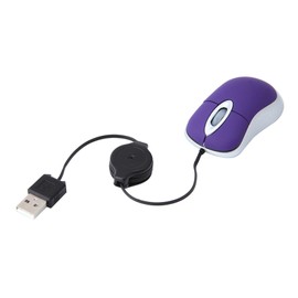 USB Wired Mini Mouse,Small Mice with Retractable Cable for Travel,Kids,Gifts-Purple