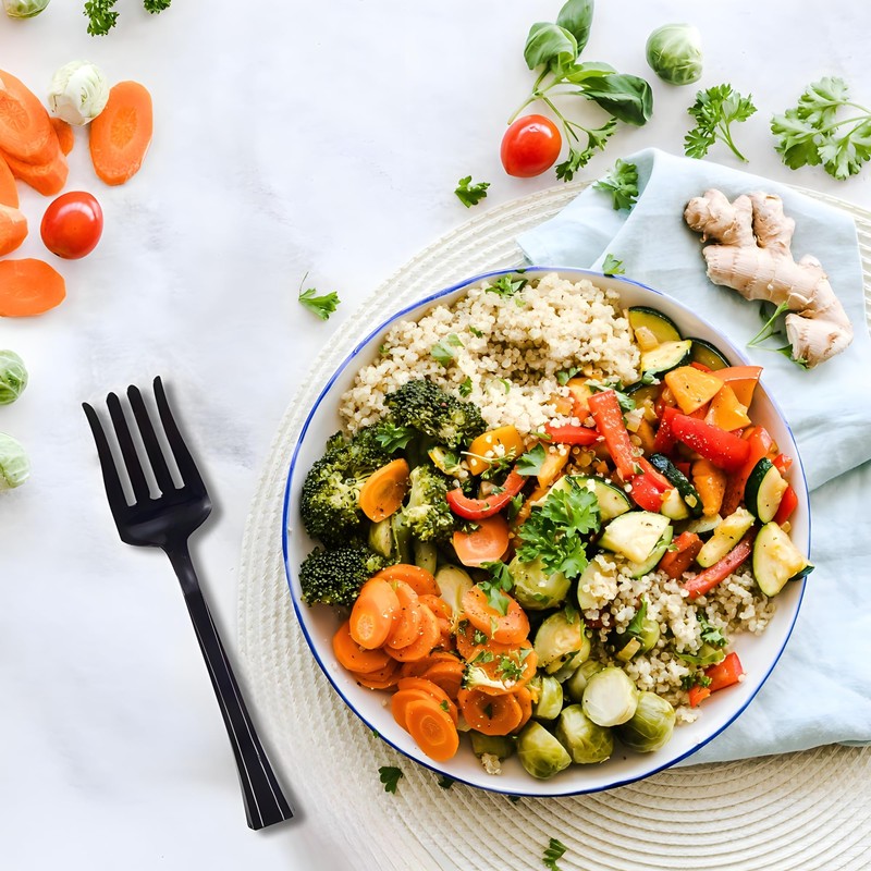 Plastic Salad Serving Fork - Black, 1 Pc