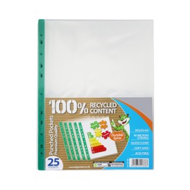 A4 Clear Plastic Punched Pockets 90 Micron Filing Folders Wallets Sleeves Document Files (Punched Pockets Premium Quality 25) Polly folders A4 Size
