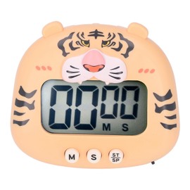 Luqeeg Cute Animal Digital Kitchen Timer, Yellow Tiger, LCD Large Screen Visual Clock, Accurate Timing, Multifunctional Setting, Easy to Use, Portable Design