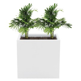 TFCFL Metal Rectangular Planter Box,Galvanized Steel Long Box Planter Outdoor Planters,Tall Planters for Porch Patio Garden 20.5x10x22in (White)