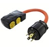 AC WORKS L14-30 30Amp 4-Prong Locking Generator Distribution Cord (1.5FT L14-30 to (4) 15/20A Household with Breaker)