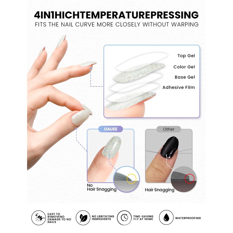 Semi Cured Gel Nail Strips | Built-In Gel Top Coat
