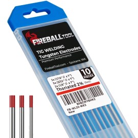 Fireball Tool, Tig Welding Electrode, 10pc Kit, Red - 2% Thoriated Tungsten (WT20/EWth-2), 1/16", 3/32", 1/8"
