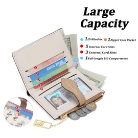 GAEKEAO Small Wallets for Women RFID Blocking Bifold Floral Vegan Leather Wallet Card Holder with Zipper Pocket ID Window