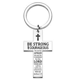 OZUEMUL Inspirational Gifts for Men Cross Keychain Religious Christian Gifts for Men Confirmation Gift for Teenage Cool Stuff for Boys Joshua 1 9 Jesus Car Accessories