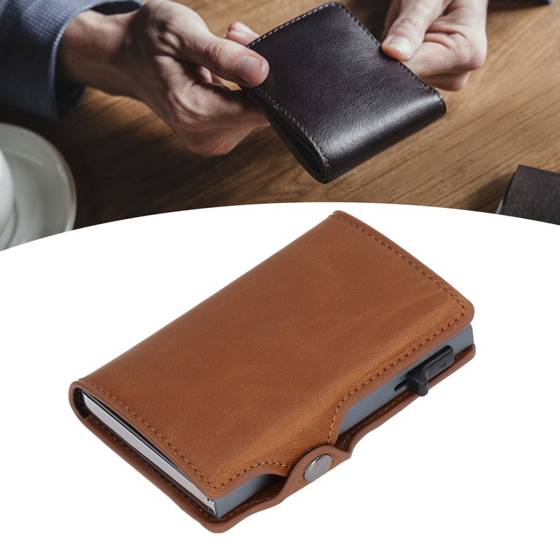 Wallet Aluminium Alloy PU Anti Lost Ultra Thin ID Credit