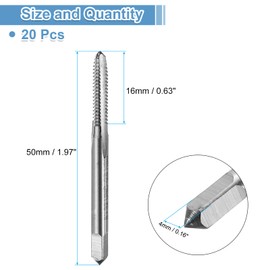 uxcell 20pcs Straight Flute Thread Tap, 6-32 UNC Screw Threading Tapping Tool Thread Milling Machine Taps, High-Speed Steel 6542 (HSS 6542)
