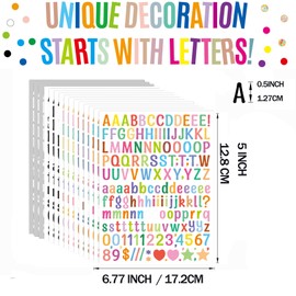 3744 PCS Letter Stickers Small 1/2 inch, 24 Sheets Alphabet Stickers 0.5 inch Vinyl Self-Adhesive Number Alphabet Stickers, Black Stickers ABC Letter for DIY Decals Sign,Notebook, Classroom Decor