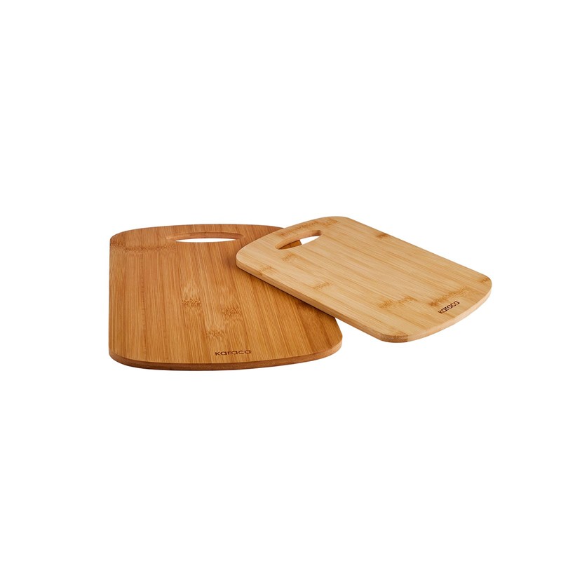 Karaca Defne Bamboo Chopping Board Set - 2-Piece Wooden Cutting