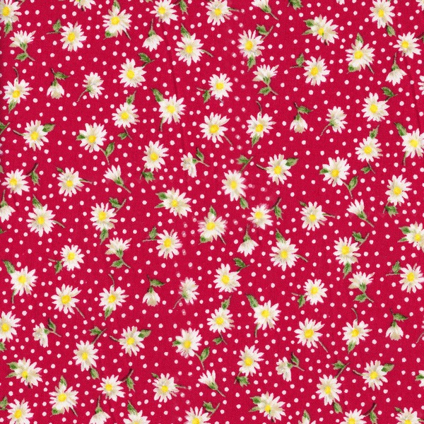 Polka Dot Daisies Cotton Fabric by The Yard