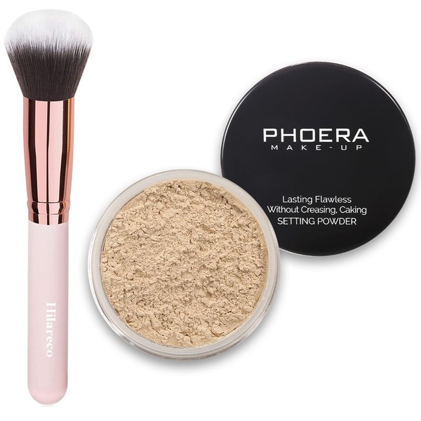 PHOERA Foundation Face Powder, Soft Focus Setting Powder, Silky Powder For Creating Without Shine, Smooths Pores & Lines, Up to 24H Wear Oil Control,0.49 Oz (N.02 Cool Beige)