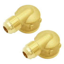 MENSI Propane Gas Water Oil 90 Degree Elbow Connector Coupling Fittings For BBQ Grills, Olympian Wave Heater 4050-0608 Brass Tube Fitting (1/2" Female NPT x 3/8" Male Flare)