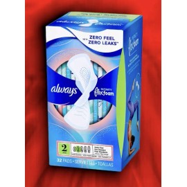 Always Infinity FlexFoam SIZE 2,Heavy Flow Pads 10hr Leak Guard w Flex-wing 32ct