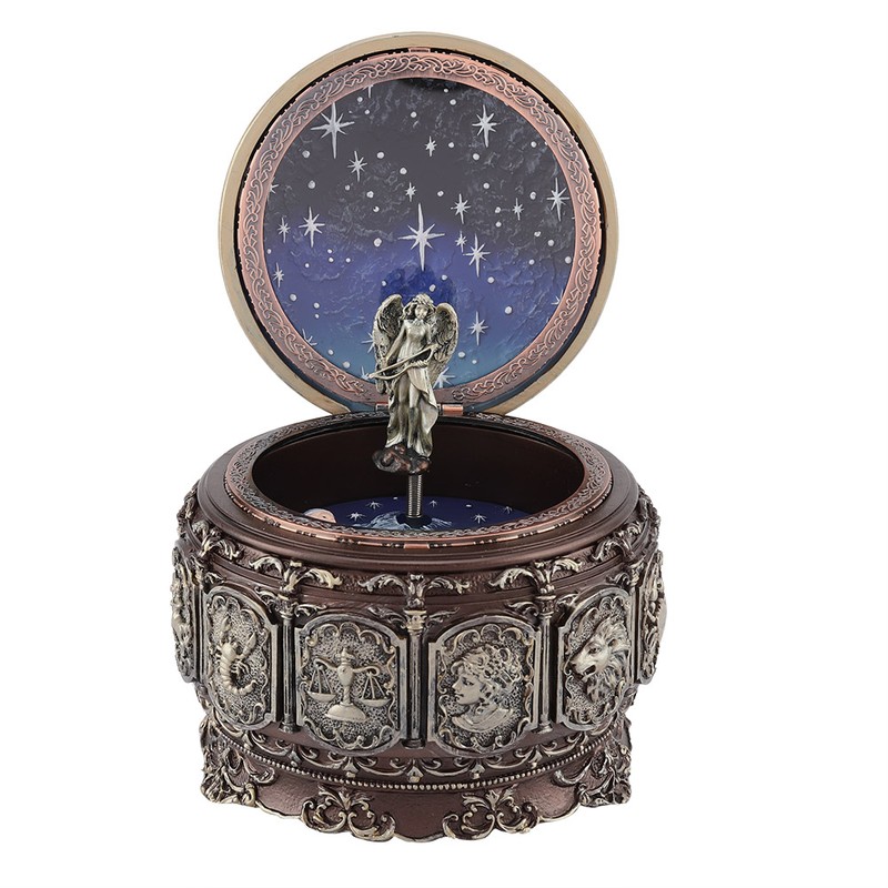 Vintage Music Box with 12 Constellations Rotating Goddess Twinkling LED