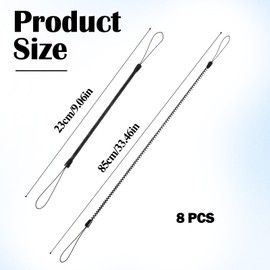 Ymapinc 8Pcs Pen Leash, Stylus Pen Tether, Plastic Elastic Tether Lanyard for Touch Pens Black Retractable Anti-Lose Tablet Pens Pen Leash for Clipboard Coil Lanyard, Black