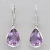Amber America Drop / Pear Purple AMETHYST Teardrop Earrings Leverback